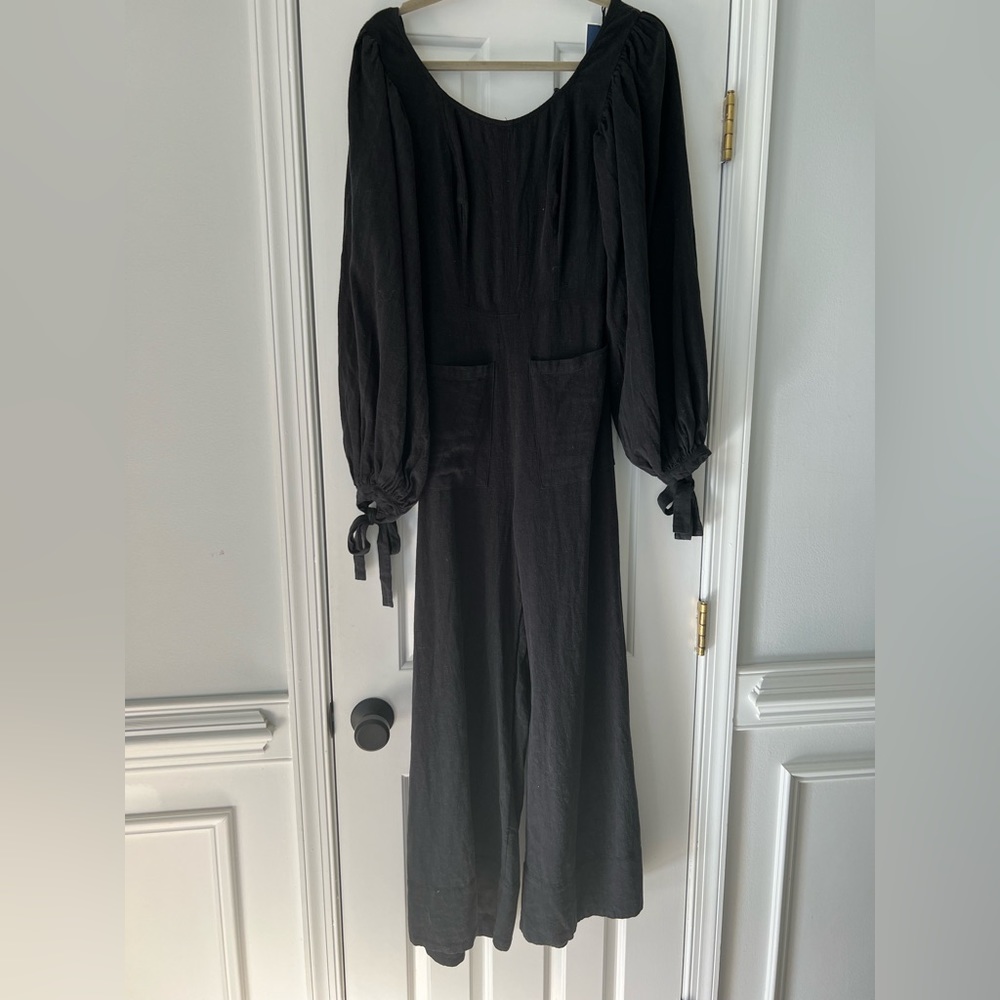 Free People linen wide leg jumpsuit